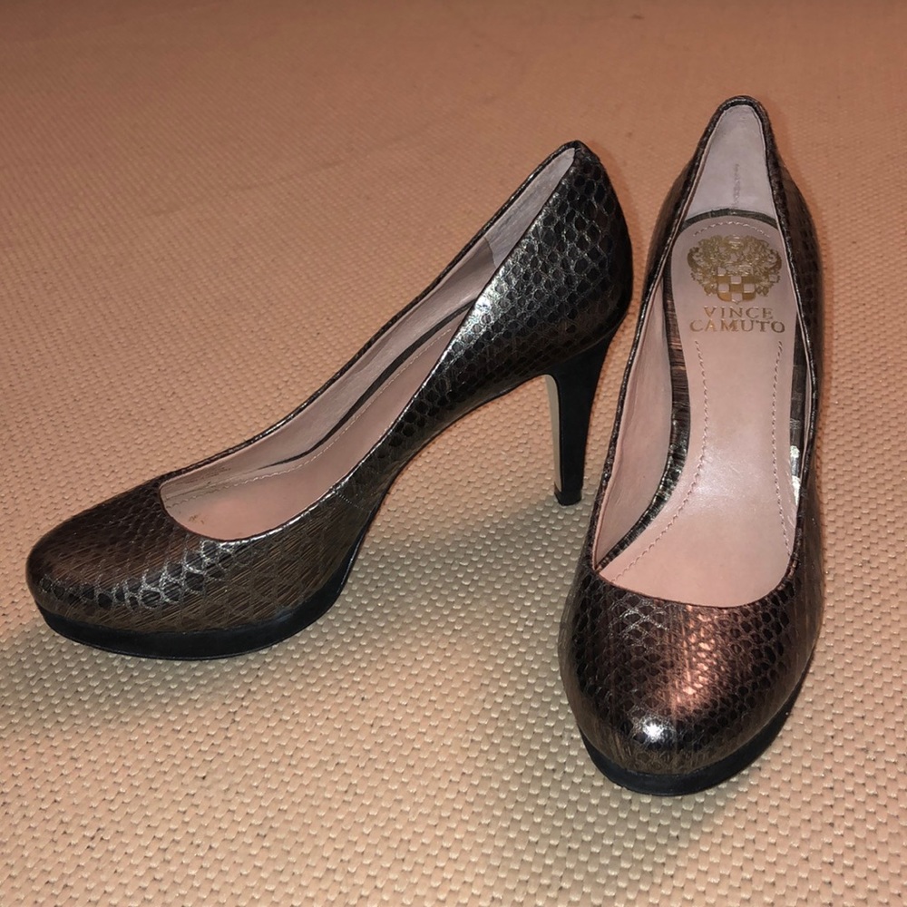 Vince Camuto Zella Leather Reptile Platform Heels
